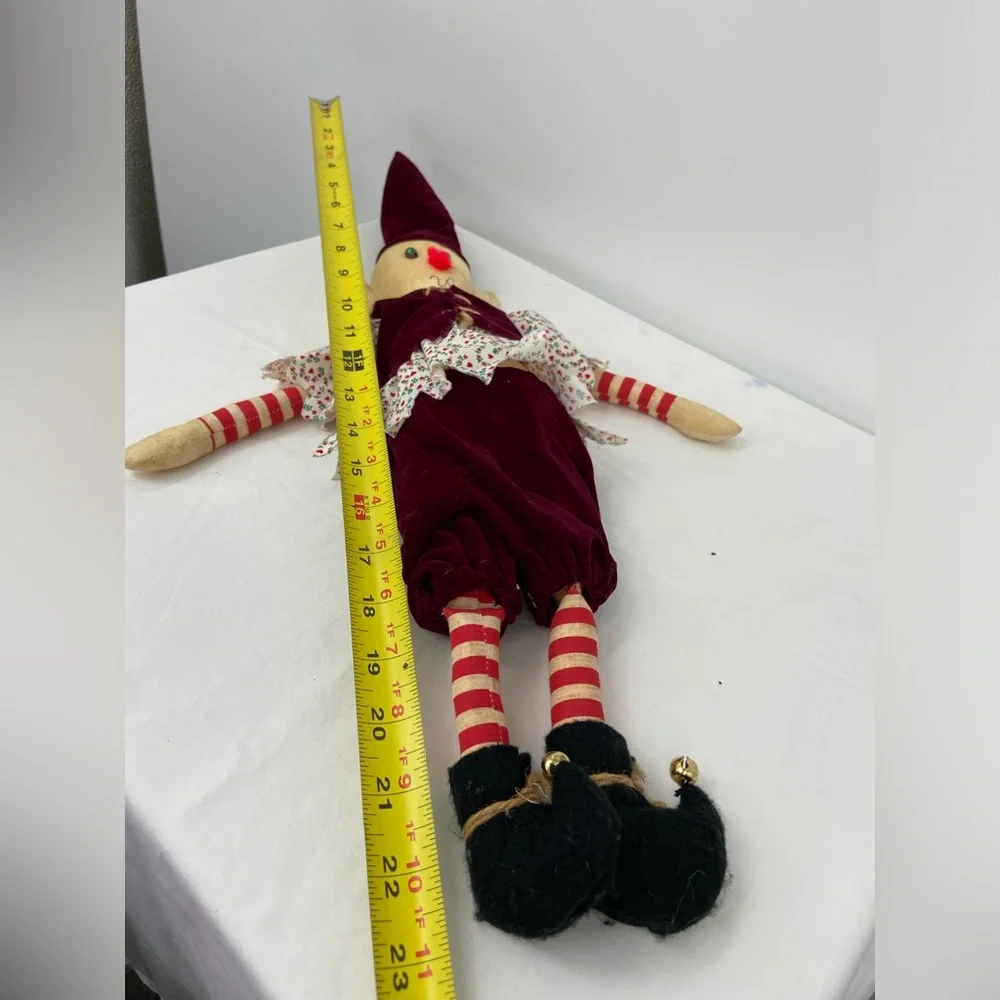 Handmade Elf  dressed in red velvet and‎ jingle bell boots 23' tall